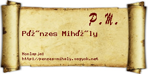 Pénzes Mihály névjegykártya